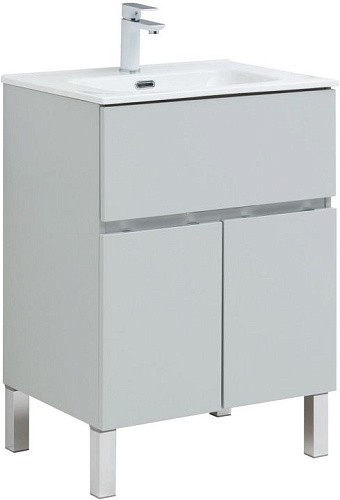Тумба с раковиной Aquanet 00274128 Алвита New, 61х47 см, серая снят с производства