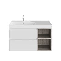 Тумба Kerama Marazzi CU.90Lh\WHT Cubo под раковину подвесная 90х47 см, левая, белый глянец/древесный