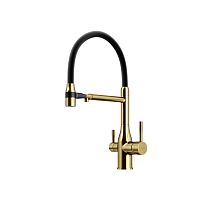 Смеситель Sancos SC4009BG Garda для кухни с возможностью подключения фильтра для воды, брашированное золото/черный Смеситель Sancos SC4009BG Garda для кухни с возможностью подключения фильтра для воды, брашированное золото/черный