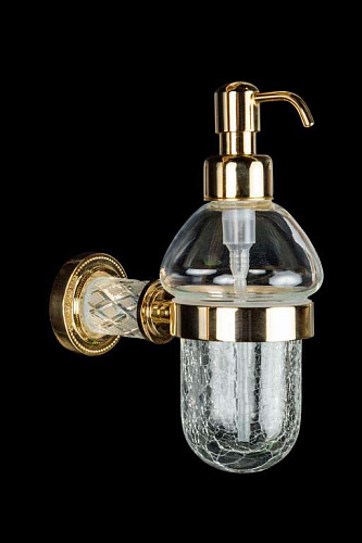 Диспенсер Boheme 10912-CRST-G Murano Crystal Gold для жидкого мыла, настенный, золото купить недорого в интернет-магазине Керамос