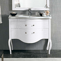 База под раковину 93,5 см Eban FBSSN090-B bi decape*2/4 Sonia без ручек, доводчики Blum, цвет bianco decape