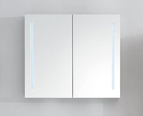Зеркальный шкаф с двумя распашными  дверьми с нижней подсветкой и LED подсветкой дверей BelBagno SPC-2A-DL-BL-800, 800x126x700, белый купить недорого в интернет-магазине Керамос