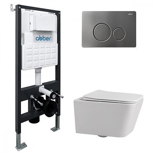 Комплект: Унитаз, Инсталляция, Кнопка смыва Abber Rechteck AC1201-AC0105-AC0121NG Комплект: Унитаз, Инсталляция, Кнопка смыва Abber Rechteck AC1201-AC0105-AC0121NG