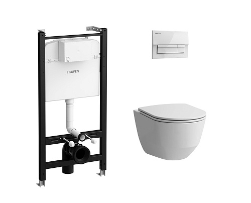 Комплект: Инстал-я+Кнопка смыва, Унитаз,Тонкое сид Laufen Pro ZRU9307616