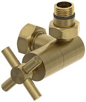 Вентиль Сунержа 051-1411-1234, 3D, правый, (крест) G 1/2" НР х G 3/4" НГ, состаренная латунь
