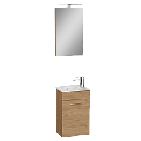 Комплект мебели Vitra 67089 Mia, 40 см, подвесная, с дверцами (тумба/раковина/зеркало), Goak (золотой дуб) Комплект мебели Vitra 67089 Mia, 40 см, подвесная, с дверцами (тумба/раковина/зеркало), Goak (золотой дуб)