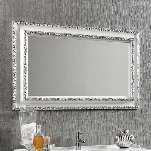Зеркало 90х70 см в раме Eban FCRMK090-B arg/bi MARIKA, цвет серебро/белый снят с производства