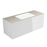 Тумба Keuco 31573840100 Edition 400 под умывальник 140х53.5 см, белый глянцевый/стекло глянцевое кашемир