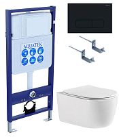Комплект Aquatek SET Европа cmp017: рама Standard INS-0000012 + крепеж KKI-0000002 + клавиша KDI-0000017 + унитаз AQ1106-00 с тонким сиденьем Soft-close, белый