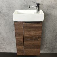 Тумба Comforty 00-00000832 Матэ подвесная 40х22 см, с раковиной P-UM-CRE40/1, дуб темно-коричневый