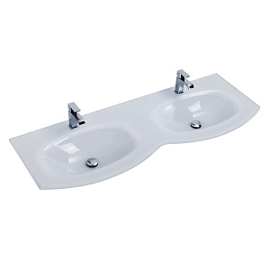 Раковина Cezares 82412 STING стеклянная с двумя чашами 139x52 см, белый