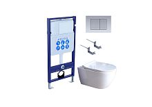 Комплект: Унитаз, Инсталляция, Кнопка смыва Aquatek Поларис SET AQUATEK ПОЛАРИС-01-011 4в1