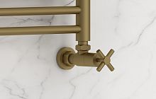 Вентиль Сунержа 032-1408-1234 угловой, (крест) G 1/2" НР х G 3/4" НГ, матовое золото