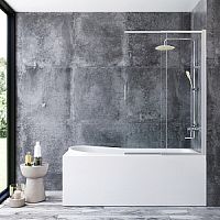 Комплект AM.PM WK80EE Like: ванна акриловая 170x70 см с душевой системой/шторкой/аксессуарами, белый/хром