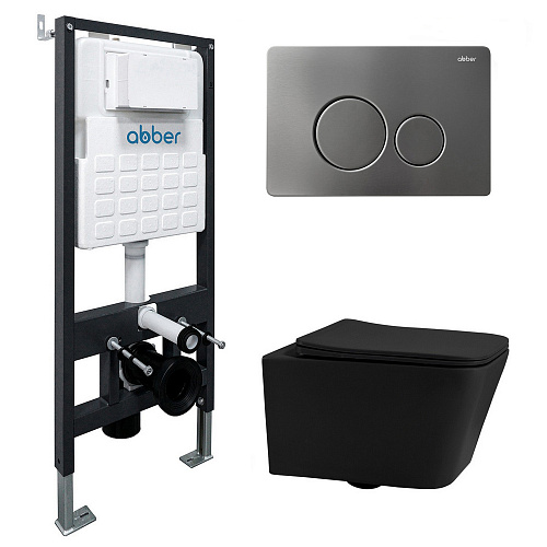 Инсталляция с подвесным унитазом Abber Rechteck AC1201MB-AC0105-AC0121MCH