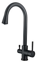 Смеситель Aquatek AQ1085MB Вега для кухни с подключением к фильтру воды (полукруглый излив), черный матовый