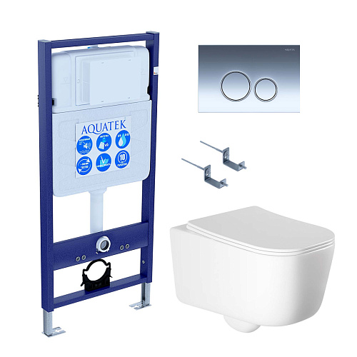 Инсталляция с подвесным унитазом Aquatek ЛУГАНО SET AQUATEK ЛУГАНО-018 4в1