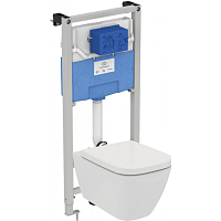 Комплект 3 в 1 Ideal Standard I001401 i.life: подвесной унитаз T461401 + крышка-сиденье T468301 + инсталляция для монтажа R020467, белый