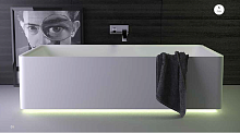 Ванна отдельно-стоящая Knief 0600-041-01 bi matt Shine со сливом, с LED подсветкой, белая матовая, 180х80х50