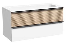Тумба Sancos DL100W Delta под раковину 99.5х44.5 см, подвесная, дуб светлый/белый