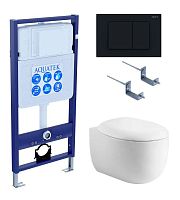 Комплект Aquatek SET Альтаир cm-012 4 в 1: рама Standard INS-0000012 + крепеж KKI-0000002 + кнопка KDI-0000012 + унитаз AQ1980-00 с крышкой-сиденьем Soft-close, белый