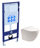 Комплект Aquatek SET Европа cm: рама Standard INS-0000012 (без клавиши и крепежа) + унитаз AQ1900-00 с тонким сиденьем Soft-close, белый