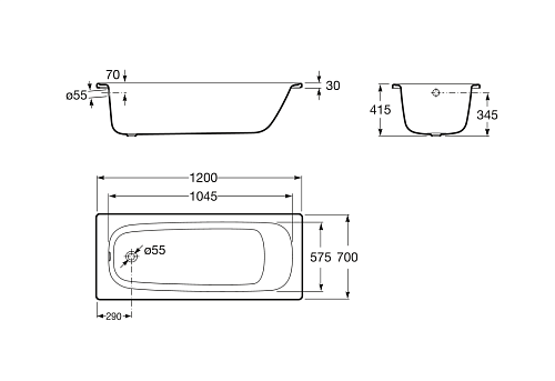 Ванна стальная Roca 212106001 Ванна стальная Roca 212106001