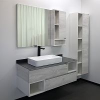 Тумба Comforty 00-00013221 Прага подвесная 120х52 см, со столешницей/раковиной 78189, дуб белый/серый Тумба Comforty 00-00013221 Прага подвесная 120х52 см, со столешницей/раковиной 78189, дуб белый/серый