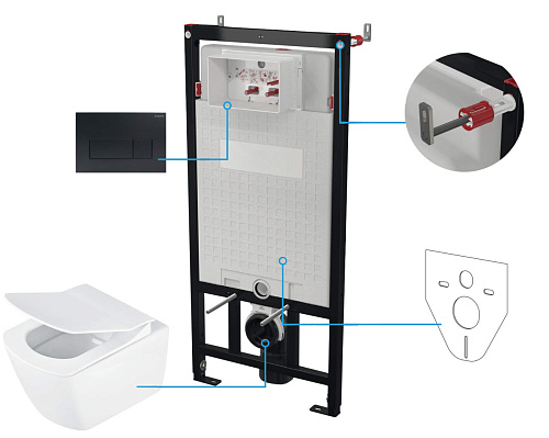 Комплект Deante CDZN6ZPW Anemon Zero: инсталляции с унитазом, клавиша черный матовый Комплект Deante CDZN6ZPW Anemon Zero: инсталляции с унитазом, клавиша черный матовый