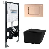 Инсталляция с подвесным унитазом Abber Rechteck AC1201MB-AC0105-AC0120RG Инсталляция с подвесным унитазом Abber Rechteck AC1201MB-AC0105-AC0120RG