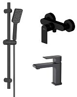 Комплект Aquatek AQ1431MB Лира для ванной Set 3 в 1 (AQ1410MB + AQ1460MB + AQ2018MB), черный матовый