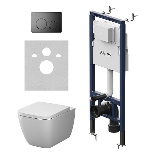 Комплект: Унитаз, Инсталляция, Кнопка смыва AM.PM GEM IS130138.901901 Комплект: Унитаз, Инсталляция, Кнопка смыва AM.PM GEM IS130138.901901