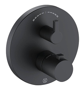 Смеситель Kludi 208303915 Nova Fonte Puristic для ванны/душа с термостатом, встраиваемый, черный матовый
