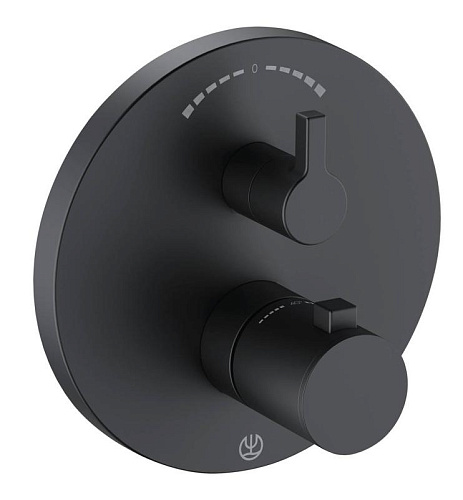Смеситель Kludi 208303915 Nova Fonte Puristic для ванны/душа с термостатом, встраиваемый, черный матовый