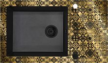 Мойка Deante ZSC_GG2C Capella кухонная стеклянно-гранитная 86х50 см, золото/черный
