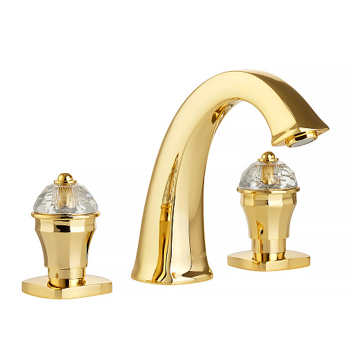 Смеситель Migliore 27329 Korona для раковины, ручки Crystal/золото Смеситель Migliore 27329 Korona для раковины, ручки Crystal/золото