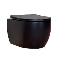 Унитаз Ceramica Nova CN3001MB Play Rimless подвесной, 37х49 см, глубокий смыв, с ультра тонкой крышкой-сиденьем, черный матовый