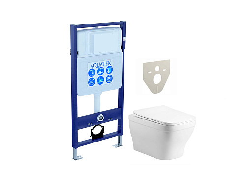 Комплект Aquatek SET Амадео cm: рама Standard INS-0000012 (без клавиши и крепежа) + унитаз AQ1180-00 с тонким сиденьем Soft-close, белый