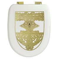 Крышка-сиденье Migliore 26850 Gianeta для унитазa, микролифт, белый/металлический декор "узор" золото