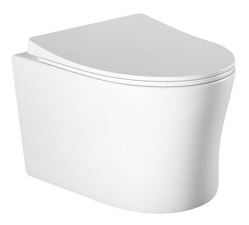 Унитаз Aquatek AQ2009-00 Ника безободковый 52.5х36.5 см, тонкое сиденье с механизмом плавного закрывания, белый