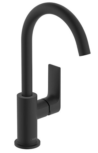 Смеситель Hansgrohe 72576670 Rebris E 210 для раковины, сливной гарнитур, черный матовый Смеситель Hansgrohe 72576670 Rebris E 210 для раковины, сливной гарнитур, черный матовый