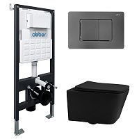 Инсталляция с подвесным унитазом Abber Rechteck AC1201MB-AC0105-AC0120NG Инсталляция с подвесным унитазом Abber Rechteck AC1201MB-AC0105-AC0120NG
