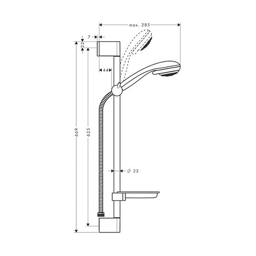 Штанга для душа со шлангом и лейкой Hansgrohe  27766000hg купить недорого в интернет-магазине Керамос