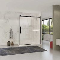 Душевой уголок Vincea VSR-1CS1014CLB Como Soft, 140х100 см, профиль черный/стекло прозрачное
