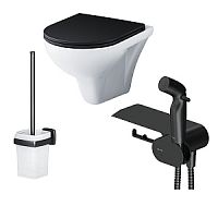 Комплект AM.PM CK90H0303B Gem: унитаз подвесной с гигиеническим душем, белый/черный