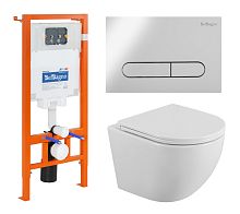 Инсталляция с подвесным унитазом BelBagno Uno BB3105CHR/SC/BB002-80/BB005-PR-CHROME