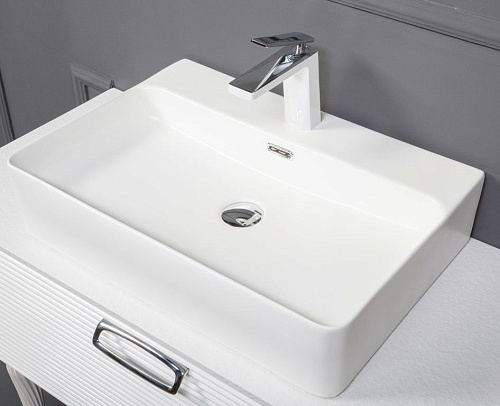 Раковина Керамика прямоугольная под смеситель белая Armadi Art Vallessi 874