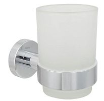 Стакан Aquatek AQ4004CR Вега с держателем, хром/стекло матовое белое