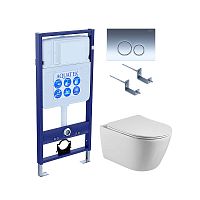 Комплект Aquatek SET Бетта KDI18: рама Standard INS-0000012 + крепеж KKI-0000002 + клавиша KDI-0000018 + унитаз AQ1253W-00 с тонким сиденьем Soft-close, белый