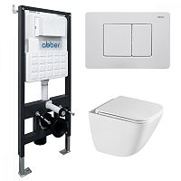 Инсталляция с подвесным унитазом Abber Rechteck AC1220TC-AC0105-AC0120MW